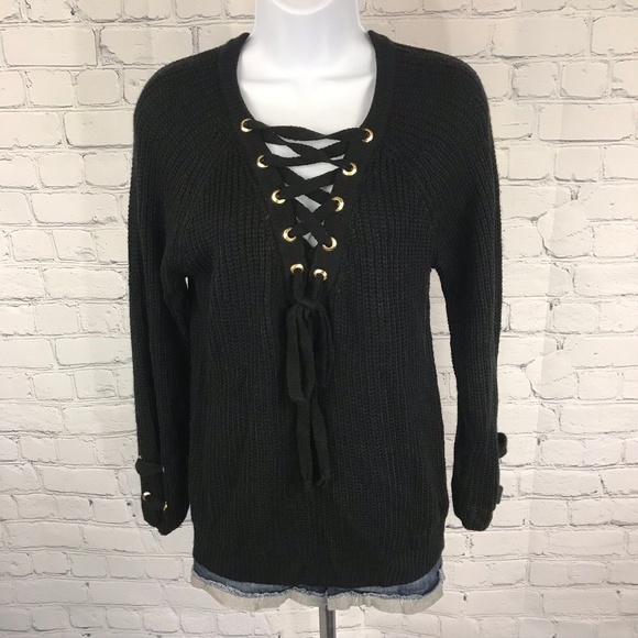 NWT Chelsea & Violet Lace Up and Knitted Sweater - Picture 1 of 8